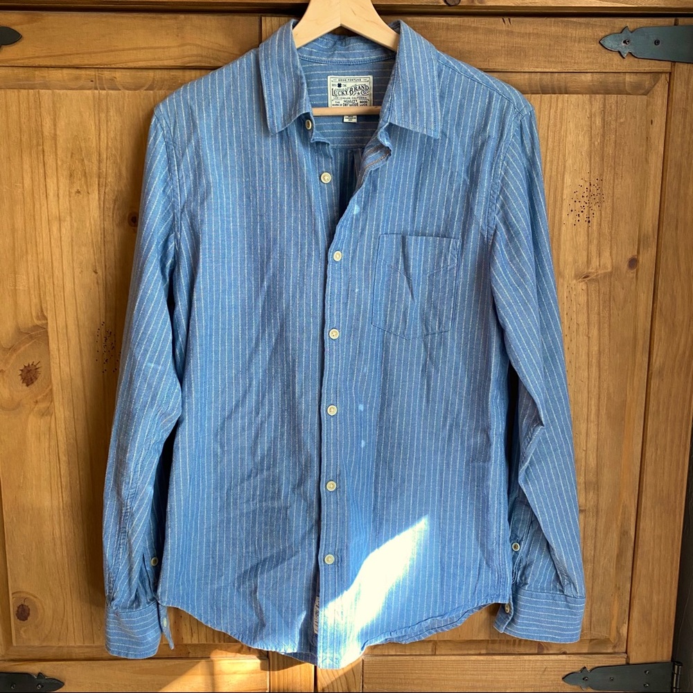 Lucky Brand Casual Striped Blue Button Down